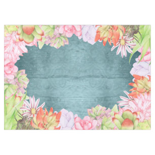 Mantel Suculentos de acuarela mágica verde azulados