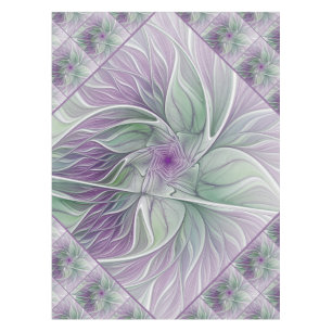Mantel Sueño de flores, abstracto arte fractal verde púrp