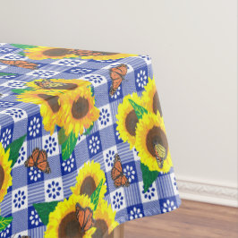 Mantel Sunflower Butterflies Blue Gingham