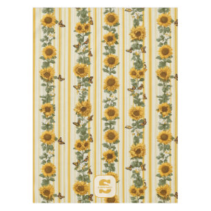Mantel Sunflower y Butterflies en franjas amarillas