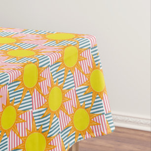 Mantel Sunny naranja amarillo sol franjas verde azuladas 