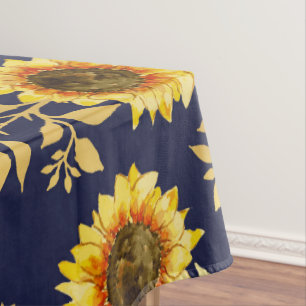 Mantel Sunny Yellow Gold Navy Sunflowers deja el patrón