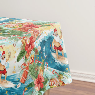 Mantel Surfing Santa Navidad con Santa surfista