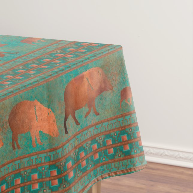 Mantel Suroeste Cute Javelina Familia Cobre Verde azulado (In Situ)