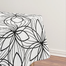 Mantel Tabla de arte geométrica en blanco y negroTela