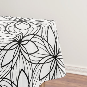 Mantel Tabla de arte geométrica en blanco y negroTela