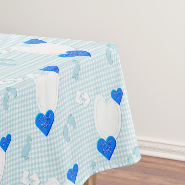 Mantel Tableclol Blue White Plaid Baby Boy (In Situ)