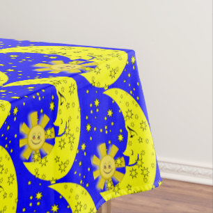 Mantel Tableclol Sol Amarillo Estrellas Luna Azul