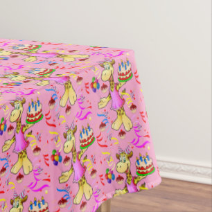 Mantel Tablecloso Feliz cumpleaños Giraffe Pink