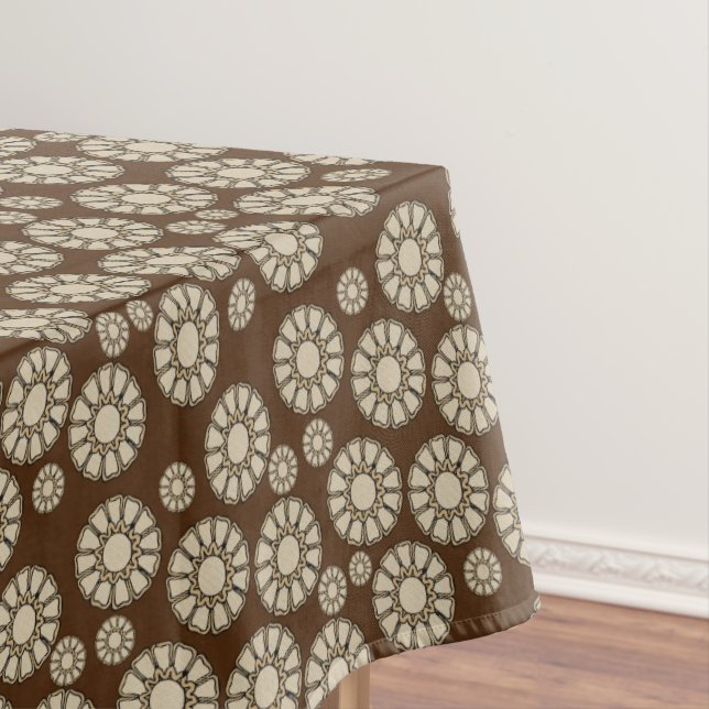 Mantel Tablecloth Brown Beige Floral (In Situ)