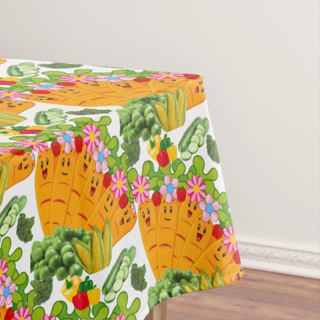 Mantel Tablecloth Carrots Peas Floral (In Situ)