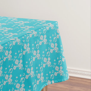 Mantel TABLECLOTH DE ALGODÓN estilo FS 1-Aqua-White-52x70