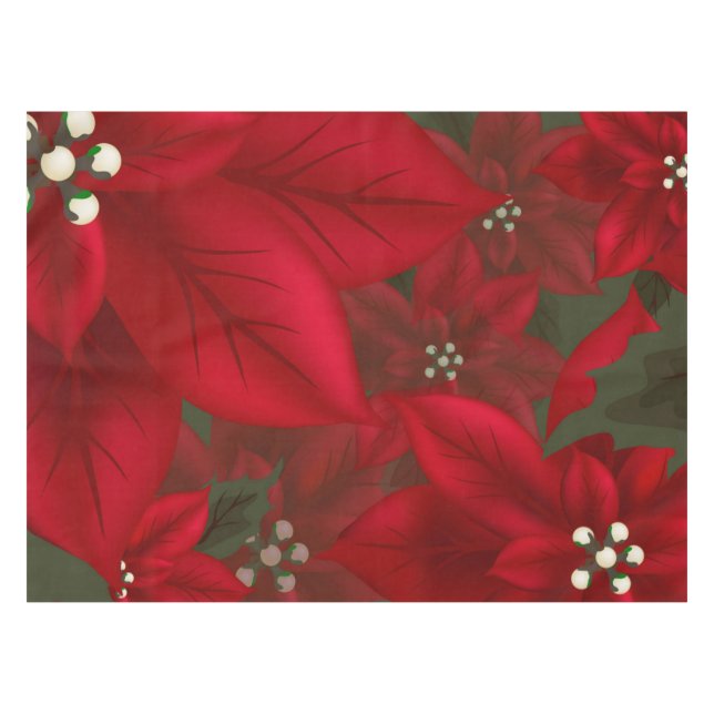 Mantel Tablecloth de la Poinsettia Roja navidades (Frente (Horizontal))