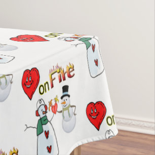 Mantel Tablecloth El día de San Valentín Heart Fire Snowm