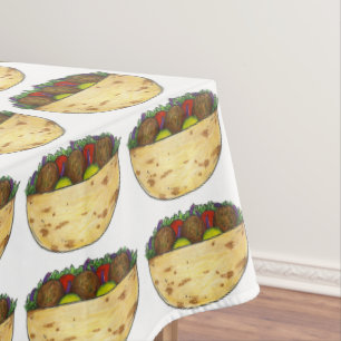 Mantel Tablecloth Fiesta de alimentos Falafel Pita Sandwi