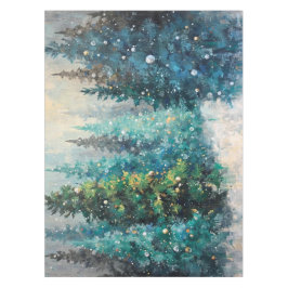 Mantel Tablecloth Green Christmas Trees Winter Forest