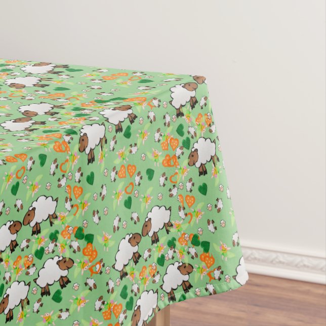 Mantel Tablecloth Green Naranja Hearts Sheep (In Situ)
