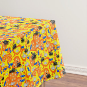 Mantel Tablecloth Naranja amarillo corazón cisne