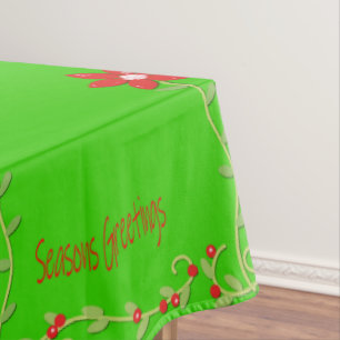 Mantel Tablecloth navidades, Green Seasons Greetings