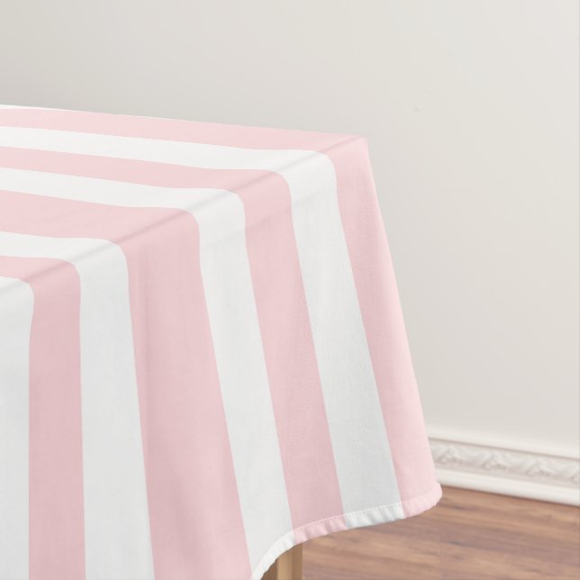 Mantel Tablecloth Pink & White Stripe (In Situ)