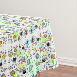 Mantel Tablecloth Spaceships Aliens Stars