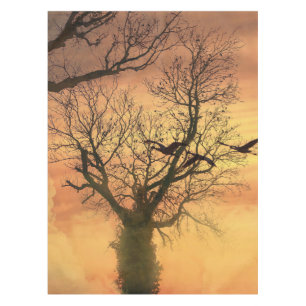 Mantel Tablecloth Twisted Autumt Tree At Sunset