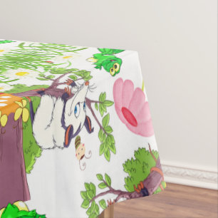 Mantel Tablecloth White Possum Chicks Rana Floral