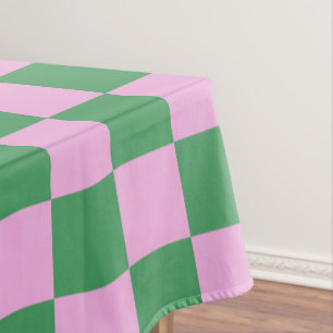 Mantel Tablero de ajedrez Patrón de cuadros rosa y verde