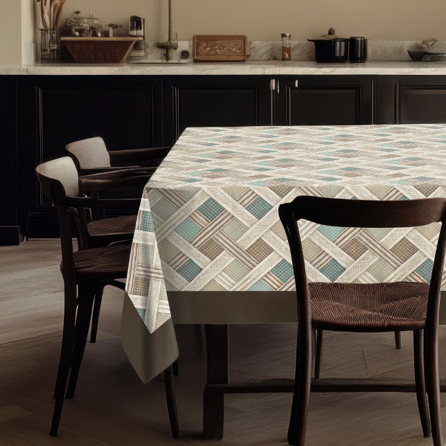 Mantel Tablero de impresión geométrica en neutrales de la (Geometric Print Tablecloth in Earthy Neutrals)