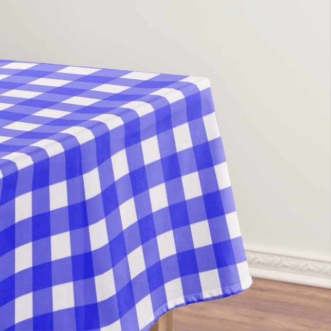 Mantel Tablero del patrón de chequeos de Gingham azul rus (In Situ)