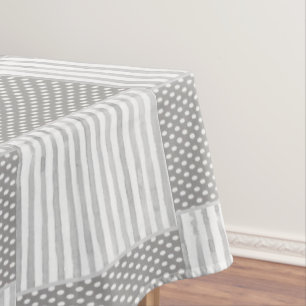 Mantel Tablero Gris Rayas Blancas Polkadot