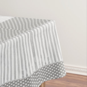 Mantel Tablero Gris Tiras Blancas Polkadot