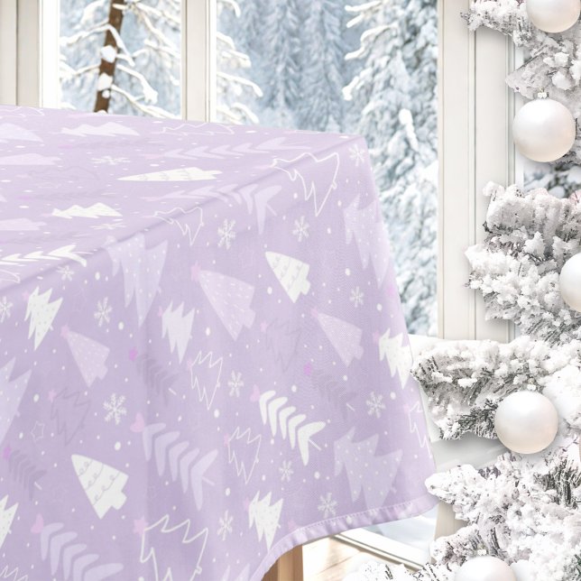 Mantel Tablero Navidades de invierno de los Árboles de La (Purple Lavender Trees Winter Christmas Tablecloth)