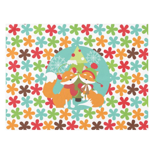 Mantel Tablero rojo de vacaciones de invierno de Fox (Frente (Horizontal))