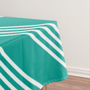 Mantel Tablero Verde azulado a rayas blancas