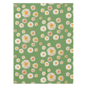 Mantel Tablero verde de flores blancas
