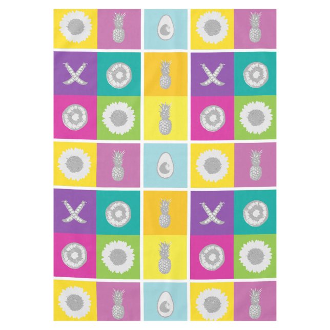 Mantel Tabletas de diseño botánico y frutal de arte pop (Anverso)