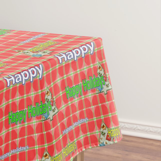 Mantel Tabletas navidades, vacaciones felices Verde Rojo (In Situ)