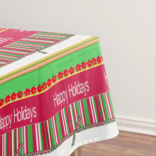 Mantel Tabletas navidades, vacaciones felices Verde Rojo