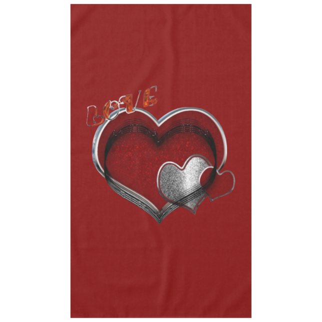 Mantel Tablilla de Algodón Rojo del Corazón (Anverso)