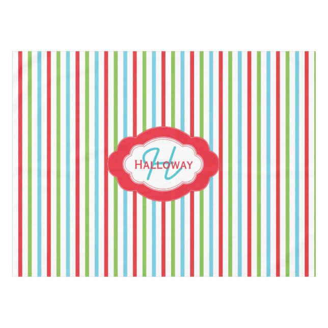 Mantel Tablilla de Navidades de bandas verticales monogra (Frente (Horizontal))