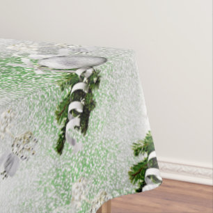 Mantel Tablilla de Navidades de cinta blanca con ornament