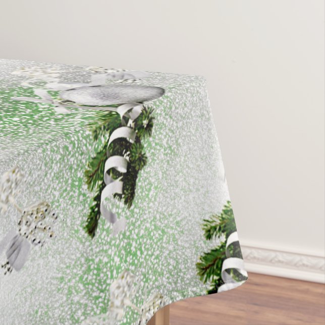 Mantel Tablilla de Navidades de cinta blanca con ornament (In Situ)