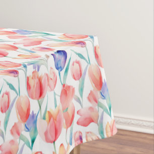 Mantel Tablilla de patrón de tulipanes de color de agua