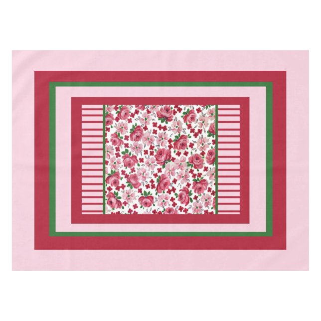 Mantel Tablilla de rosas rosadas vintage (Frente (Horizontal))