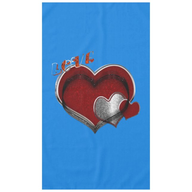 Mantel Tablillas de algodón azul del corazón (Anverso)