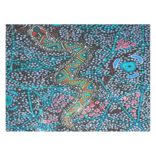 Mantel Tablillas de arte aborigen serpenteantes con arcoi