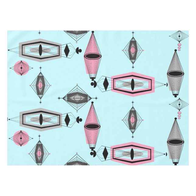 Mantel Tablillas de patrón rosa y gris atómico (Frente (Horizontal))