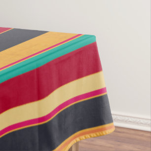 Mantel Tablillas De Rayas Negras Y Rojas naranjas