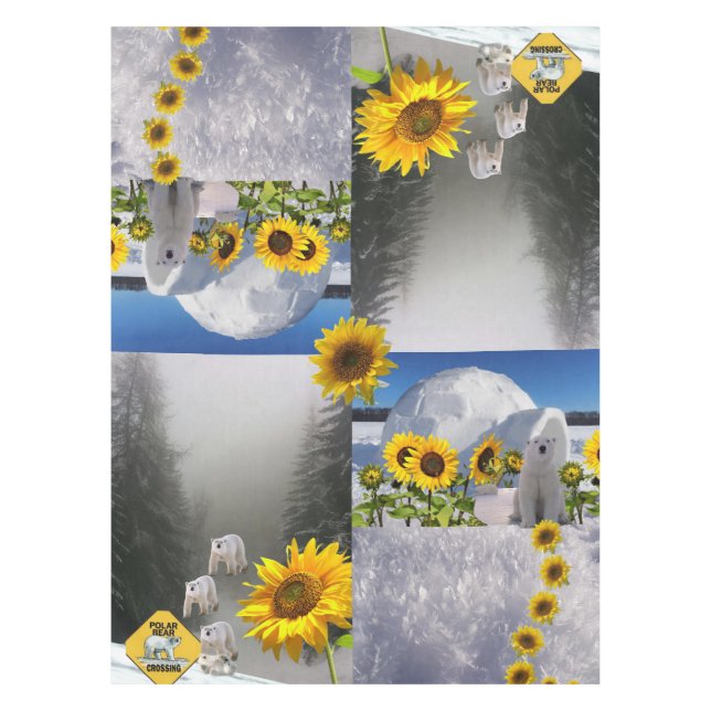 Mantel Tablillas florales de oso polar con girasol (Anverso)